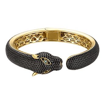 14k Gold over Sterling Silver Lab-Created Spinel & London Blue Topaz Bangle Bracelet