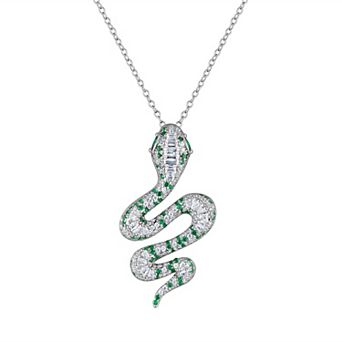 Sterling Silver Cubic Zirconia Snake Pendant Necklace