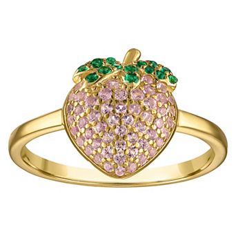 14k Gold over Sterling Silver Cubic Zirconia Strawberry Ring