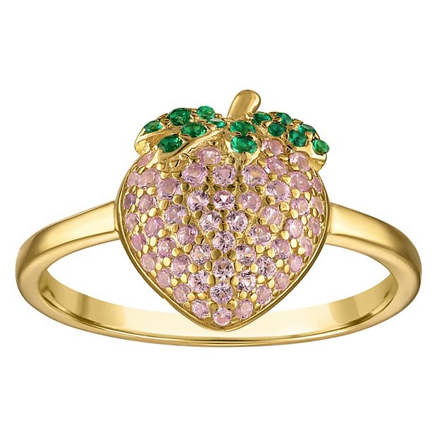 THE JEWEL ZONE Floral Design Wide Band Ring - White Cubic Zirconia In 14k Rose Gold Over Sterling Silver