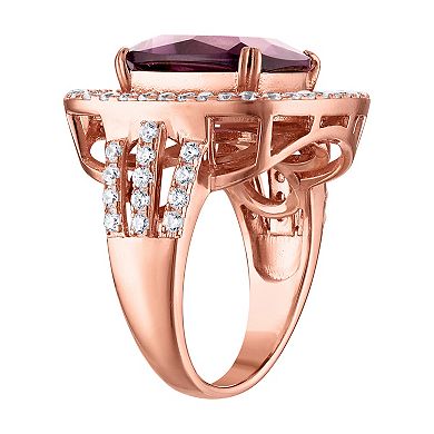 14k Rose Gold Over Sterling Silver Cubic Zirconia & Simulated Amethyst Ring