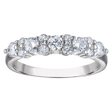 Sterling Silver 3-Piece Red, White & Blue Cubic Zirconia Stack Ring Set