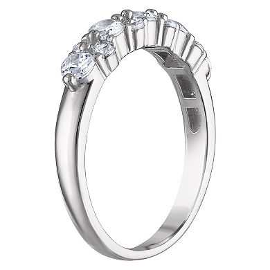 Sterling Silver 3-Piece Red, White & Blue Cubic Zirconia Stack Ring Set