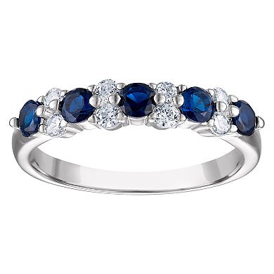 Sterling Silver 3-Piece Red, White & Blue Cubic Zirconia Stack Ring Set