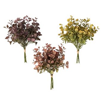 Sullivan's Artificial 13" Rich-Hued Eucalyptus Bundle Bouquets 3 pc Set