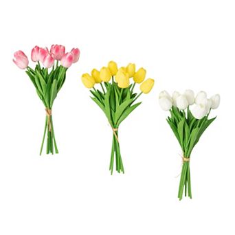 Sullivan's Artificial 13.5" Springtime Blooming Tulip Bush Bouquets 3 pc Set