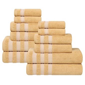 SUPERIOR 12 pc Zero Twist Cotton Ribbed Absorbent Towel Set