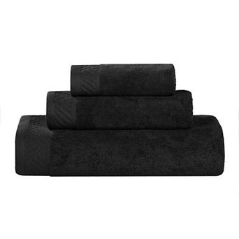 SUPERIOR 3 pc Basketweave Egyptian Cotton Jacquard or Solid Towel Set