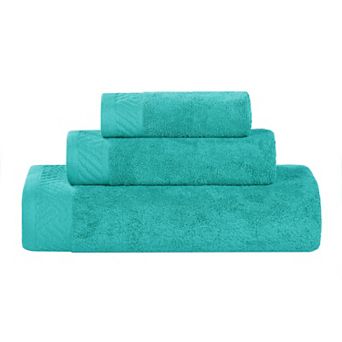 SUPERIOR 3 pc Basketweave Egyptian Cotton Jacquard or Solid Towel Set