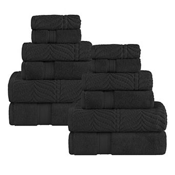 SUPERIOR 12 pc Zero Twist Cotton Absorbent Towel Set