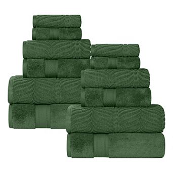 SUPERIOR 12 pc Zero Twist Cotton Absorbent Towel Set