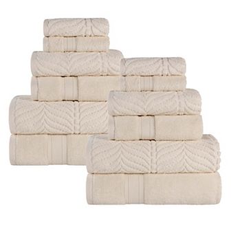 SUPERIOR 12 pc Zero Twist Cotton Absorbent Towel Set