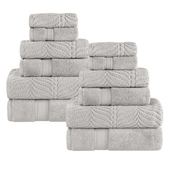 SUPERIOR 12 pc Zero Twist Cotton Absorbent Towel Set