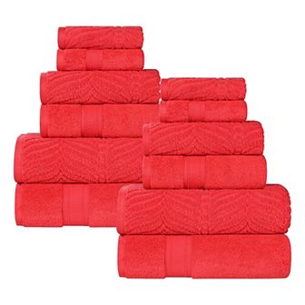SUPERIOR 12 pc Zero Twist Cotton Absorbent Towel Set