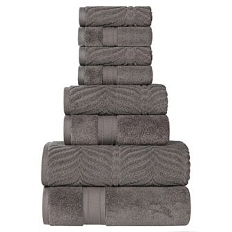 SUPERIOR 8 pc Zero Twist Cotton Absorbent Towel Set