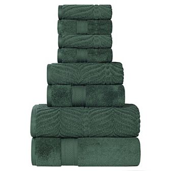 SUPERIOR 8 pc Zero Twist Cotton Absorbent Towel Set