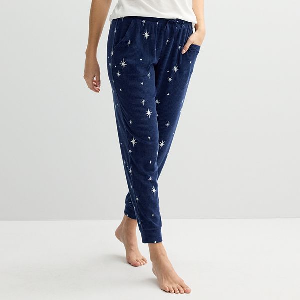 Women's Sonoma Goods For Life® Cuffed Rib Pajama Pants - Blue Star (SMALL)