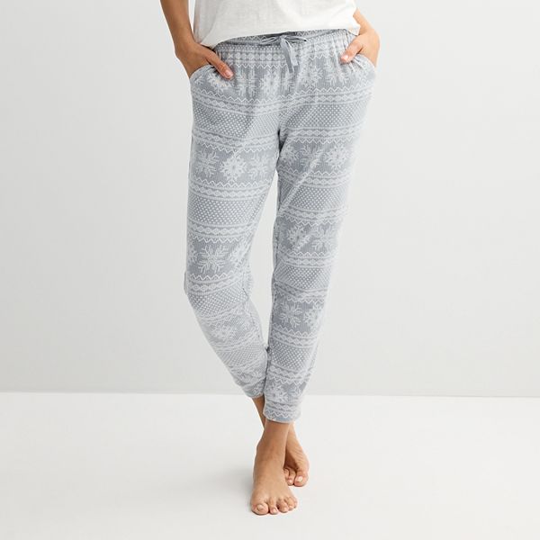 Women's Sonoma Goods For Life® Cuffed Rib Pajama Pants - Grey Fair Isle (X SMALL)