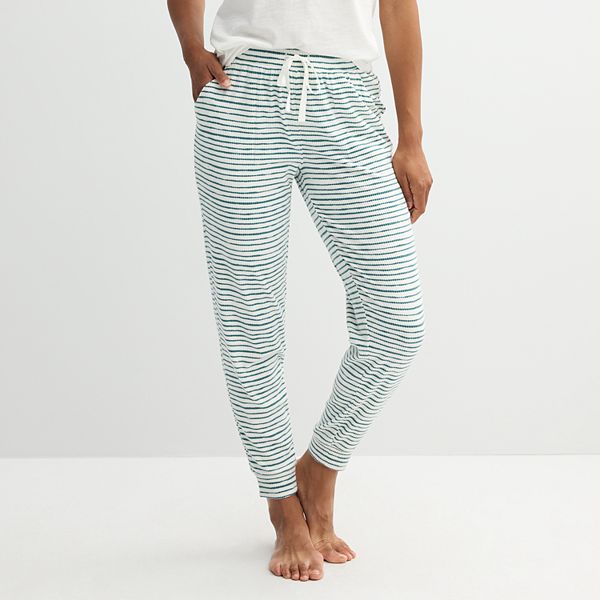 Women's Sonoma Goods For Life® Cuffed Rib Pajama Pants - Ivory Brushed Stripe (X SMALL)