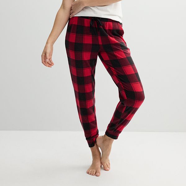 Women's Sonoma Goods For Life® Cuffed Rib Pajama Pants - Red Buffalo (SMALL)