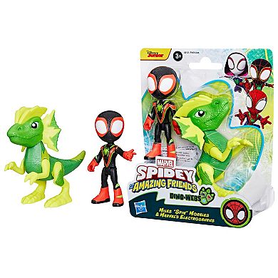 Hasbro Marvel Spidey and His Amazing Friends Dino-Webs, Miles "Spin" Morales & Marvel's Electrosaurus