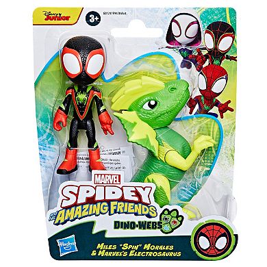 Hasbro Marvel Spidey and His Amazing Friends Dino-Webs, Miles "Spin" Morales & Marvel's Electrosaurus