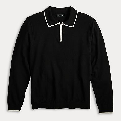 Men's For The Republic Long Sleeve Quarter Zip Contrast Tipped Polo