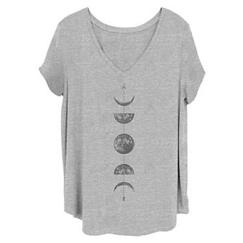 Juniors' Plus Size Moons Phases Graphic Tee