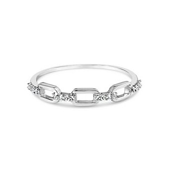 Haus of Brilliance Sterling Silver Diamond Accent Paperclip Band Ring