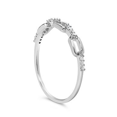 Haus of Brilliance Sterling Silver Diamond Accent Paperclip Band Ring