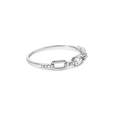 Haus of Brilliance Sterling Silver Diamond Accent Paperclip Band Ring
