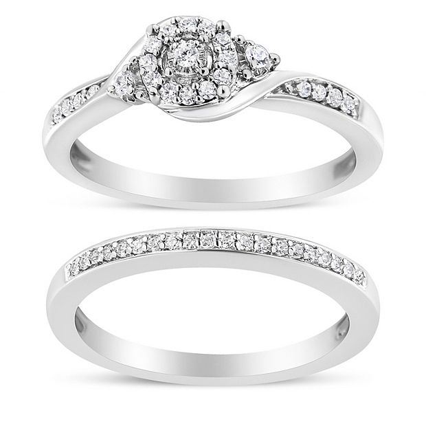 Haus of Brilliance Sterling Silver 1 4 Carat T.W. Diamond Halo Swirl Engagement Ring