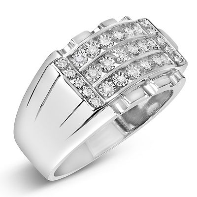 Haus of Brilliance Men's Sterling Silver 1/4 Carat T.W. Diamond