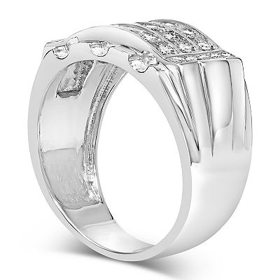 Haus of Brilliance Men's Sterling Silver 1/4 Carat T.W. Diamond