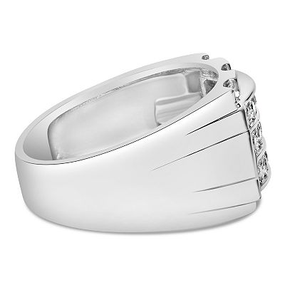 『TW RING SILVER』 Haus of Brilliance Men's Sterling Silver 1/4 Carat T.W. Diamond