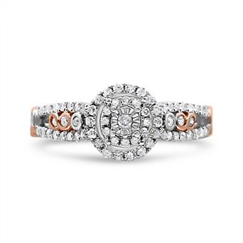Haus of Brilliance 14k Rose Gold Over Silver 3/8 Carat T.W. Diamond Split Shank Engagement Ring