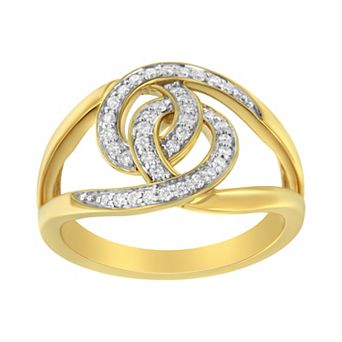 Haus of Brilliance 14k Gold Over Silver 1/4 Carat T.W. Diamond Loop Open Shank Bypass Ring