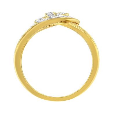 Haus of Brilliance 14k Gold Over Silver 1/4 Carat T.W. Diamond Loop Open Shank Bypass Ring