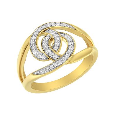 Haus of Brilliance 14k Gold Over Silver 1/4 Carat T.W. Diamond Loop Open Shank Bypass Ring