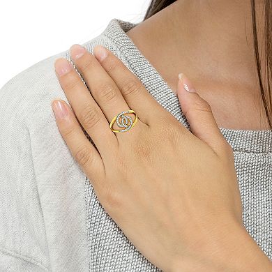 Haus of Brilliance 14k Gold Over Silver 1/4 Carat T.W. Diamond Loop Open Shank Bypass Ring