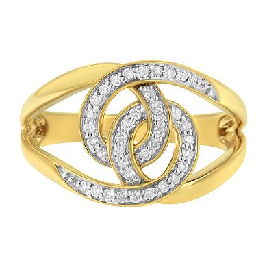 Haus of Brilliance 14k Gold Over Silver 1/4 Carat T.W. Diamond Loop Open Shank Bypass Ring