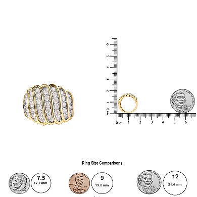 Haus of Brilliance 14k Gold Over Silver 2 Carat T.W. Diamond Multi Row Band Ring