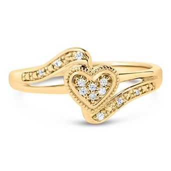 Haus of Brilliance 14k Gold Over Silver Diamond Accent Filigree Heart Promise Ring