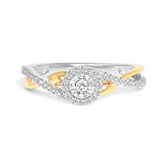 Haus of Brilliance 14k Gold Plated Over Silver 1/4 Carat T.W. Diamond Bypass Engagement Ring