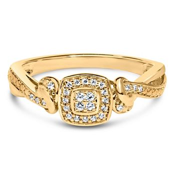 Haus of Brilliance 14k Gold Over Silver 1/10 Carat T.W. Diamond Halo Engagement Ring