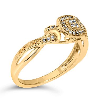 Haus of Brilliance 14k Gold Over Silver 1/10 Carat T.W. Diamond Halo Engagement Ring