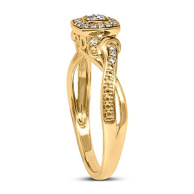 Haus of Brilliance 14k Gold Over Silver 1/10 Carat T.W. Diamond Halo Engagement Ring