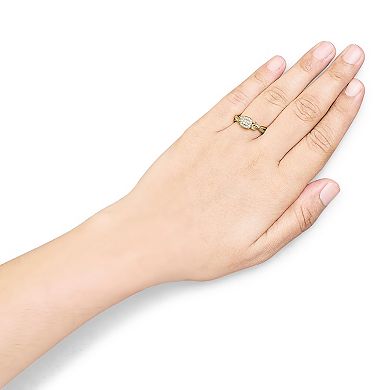 Haus of Brilliance 14k Gold Over Silver 1/10 Carat T.W. Diamond Halo Engagement Ring