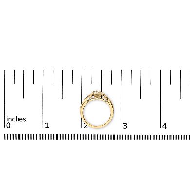 Haus of Brilliance 14k Gold Over Silver 1/10 Carat T.W. Diamond Halo Engagement Ring