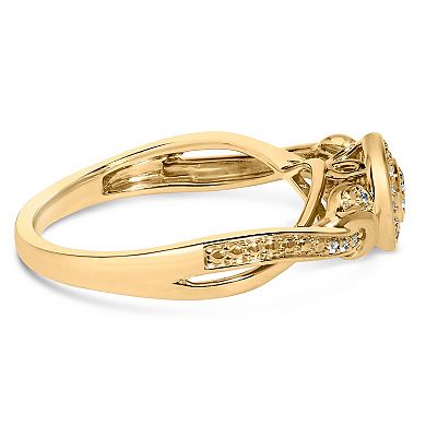 Haus of Brilliance 14k Gold Over Silver 1/10 Carat T.W. Diamond Halo Engagement Ring